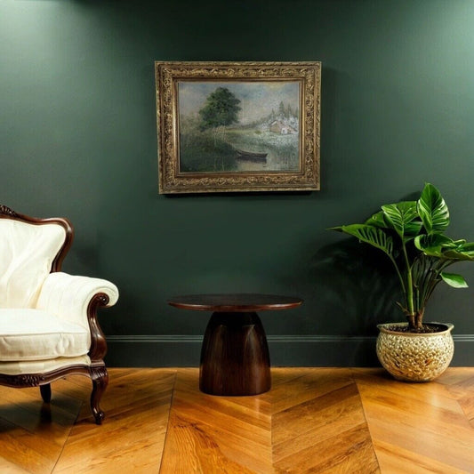 Quadro antico dipinto a ad olio su tela 800 scena paesaggio con cornice Firmato Categoria Quadri