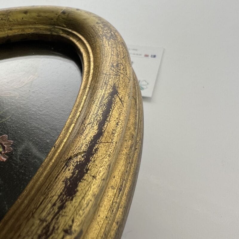 Quadro Antico Dipinto a olio natura morta con fiori cornice oro Quadretto ovale Categoria Quadri