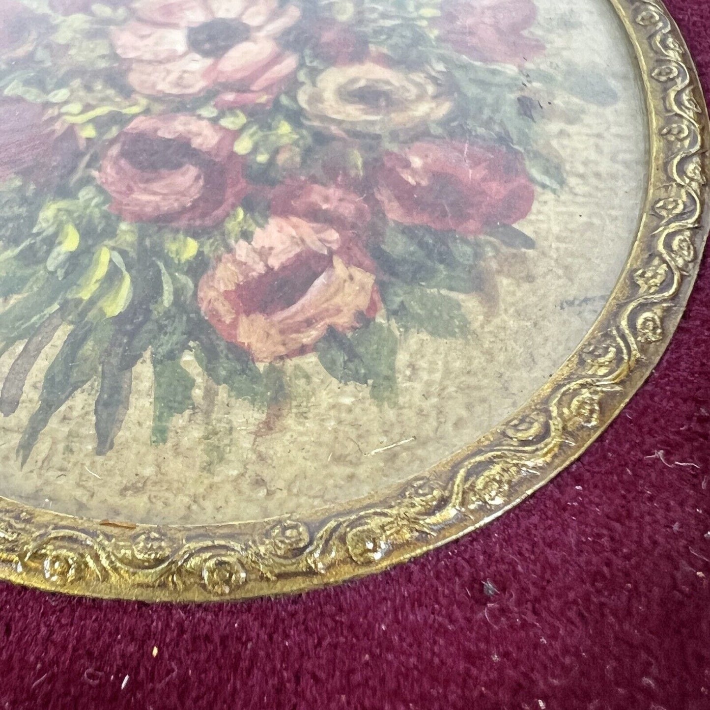 Quadro Antico Dipinto a olio ovale natura morta con fiori cornice fiorentina 04 Categoria Quadri