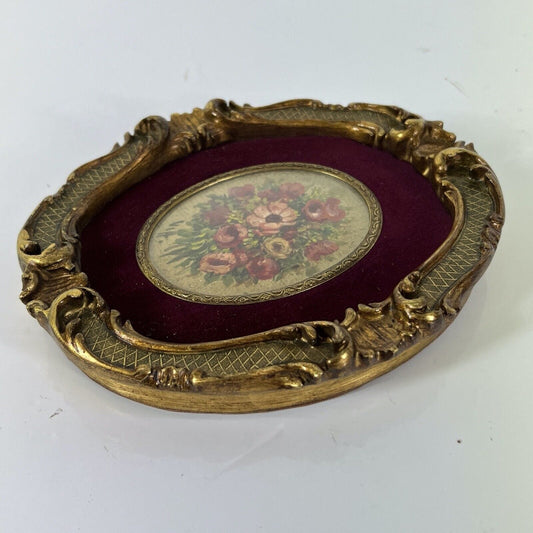 Quadro Antico Dipinto a olio ovale natura morta con fiori cornice fiorentina 04 Categoria Quadri