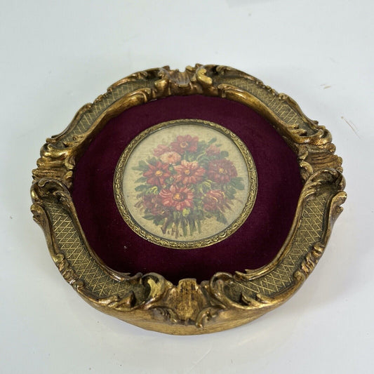 Quadro Antico Dipinto a olio ovale natura morta con fiori cornice fiorentina Categoria Quadri