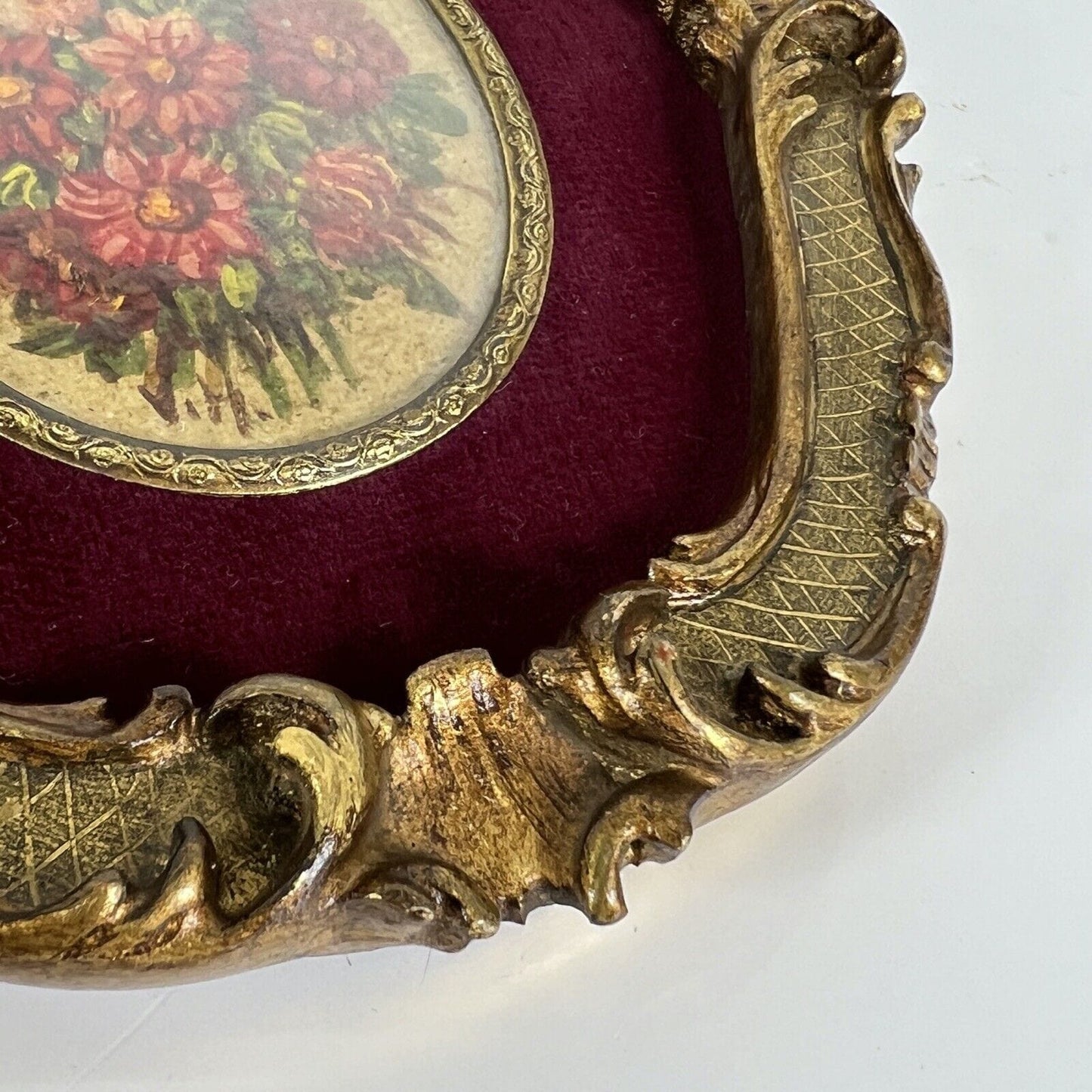 Quadro Antico Dipinto a olio ovale natura morta con fiori cornice fiorentina Categoria Quadri
