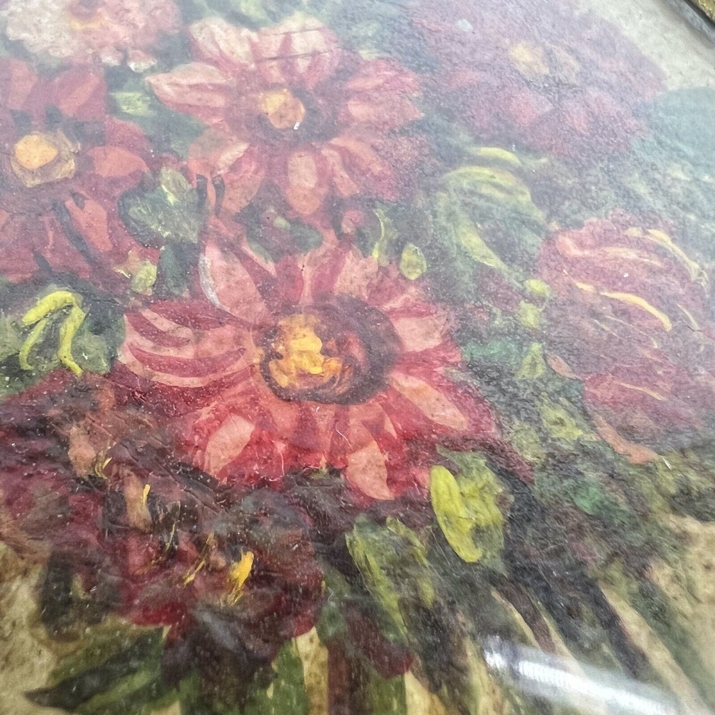 Quadro Antico Dipinto a olio ovale natura morta con fiori cornice fiorentina Categoria Quadri