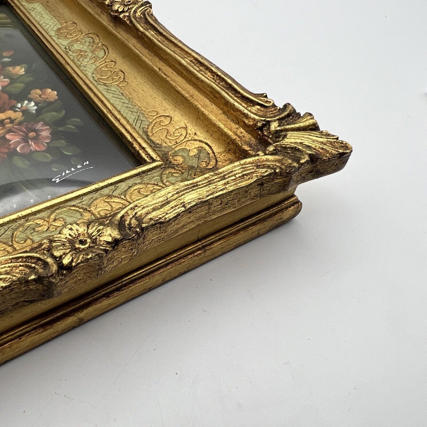 Quadro antico dipinto a olio quadretto con fiori cornice oro stile fiorentino Categoria Quadri