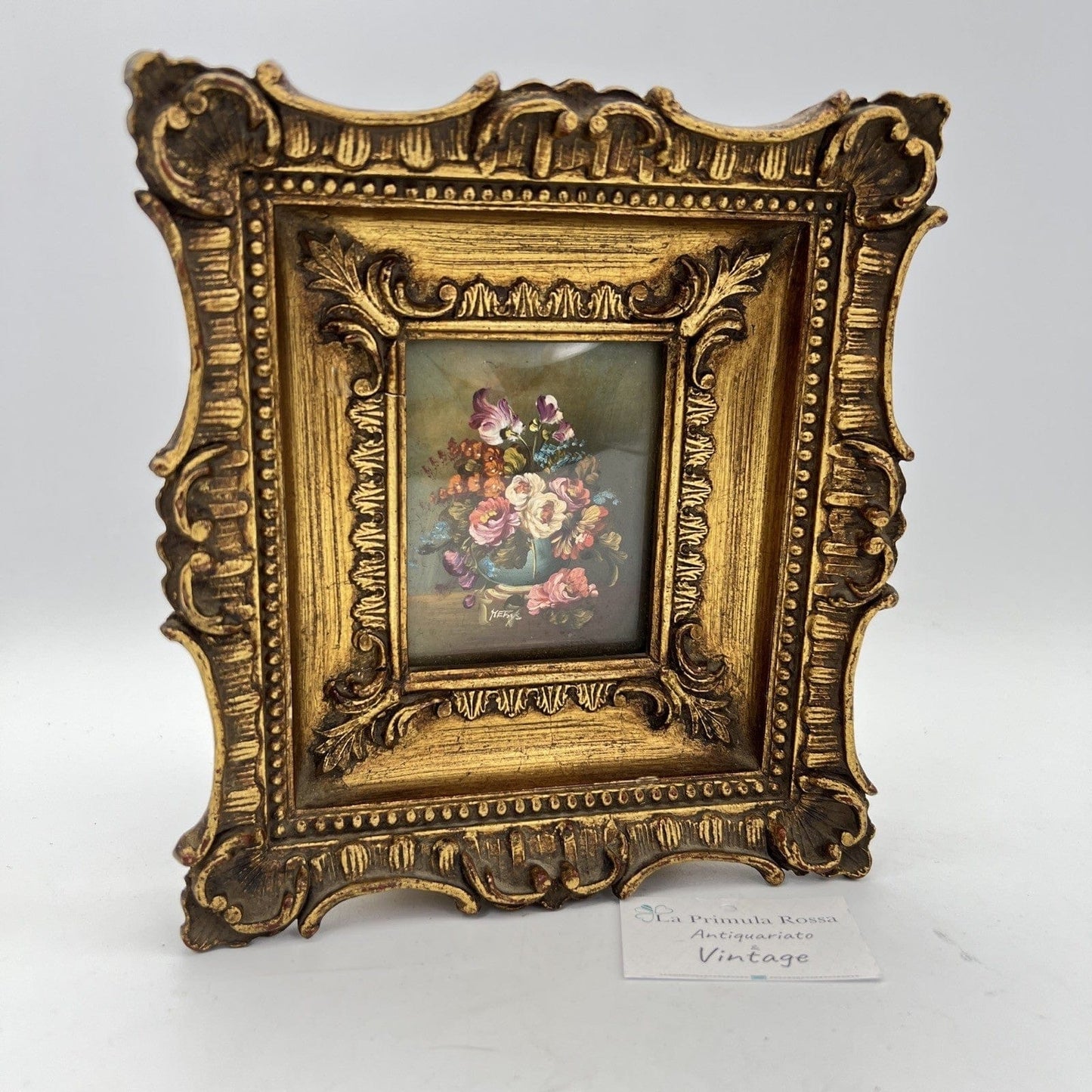 Quadro Antico dipinto a olio su rame Quadretto con cornice oro in stile barocco Categoria Quadri