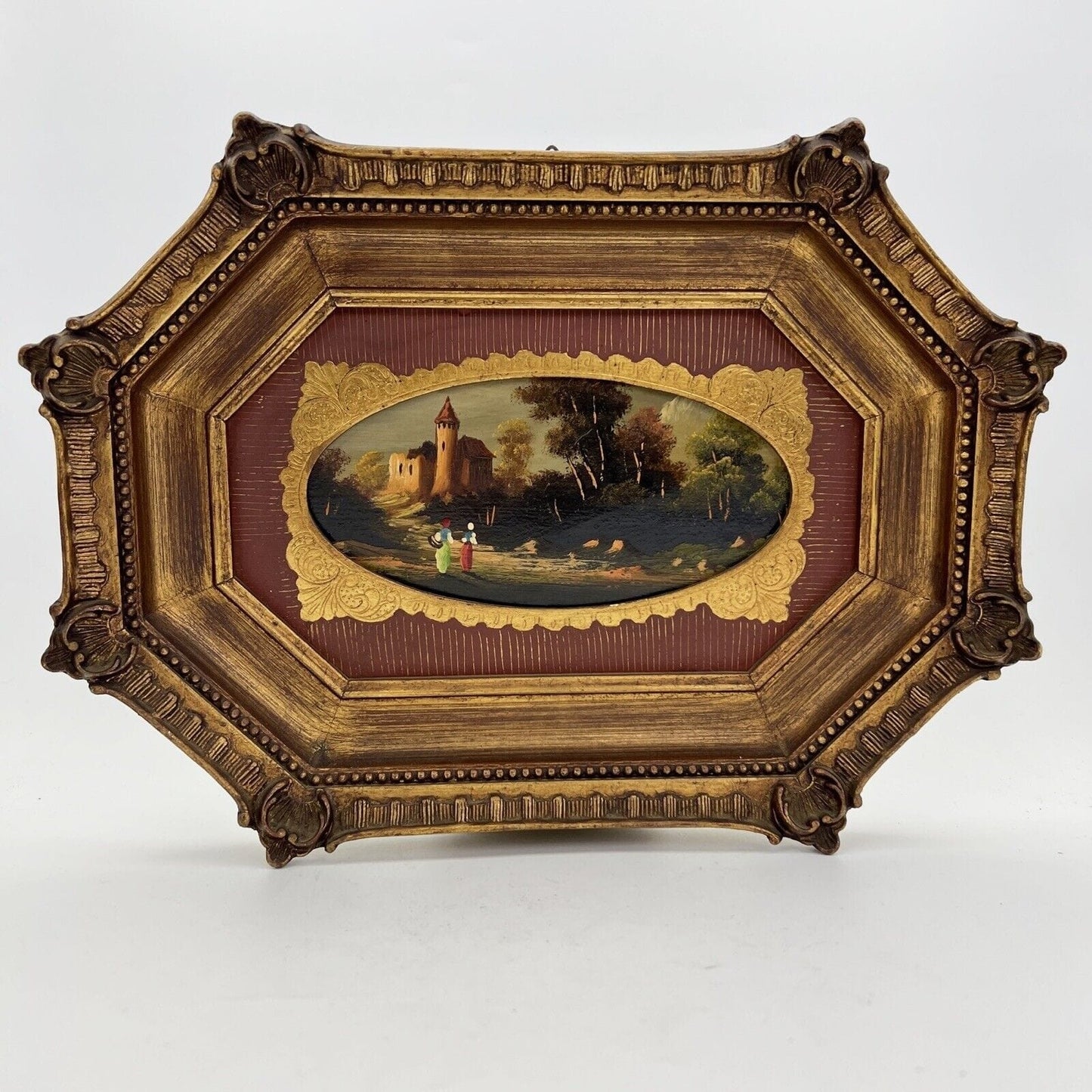 Quadro antico dipinto a olio su rame quadretto cornice oro stile barocco 900 Categoria Quadri