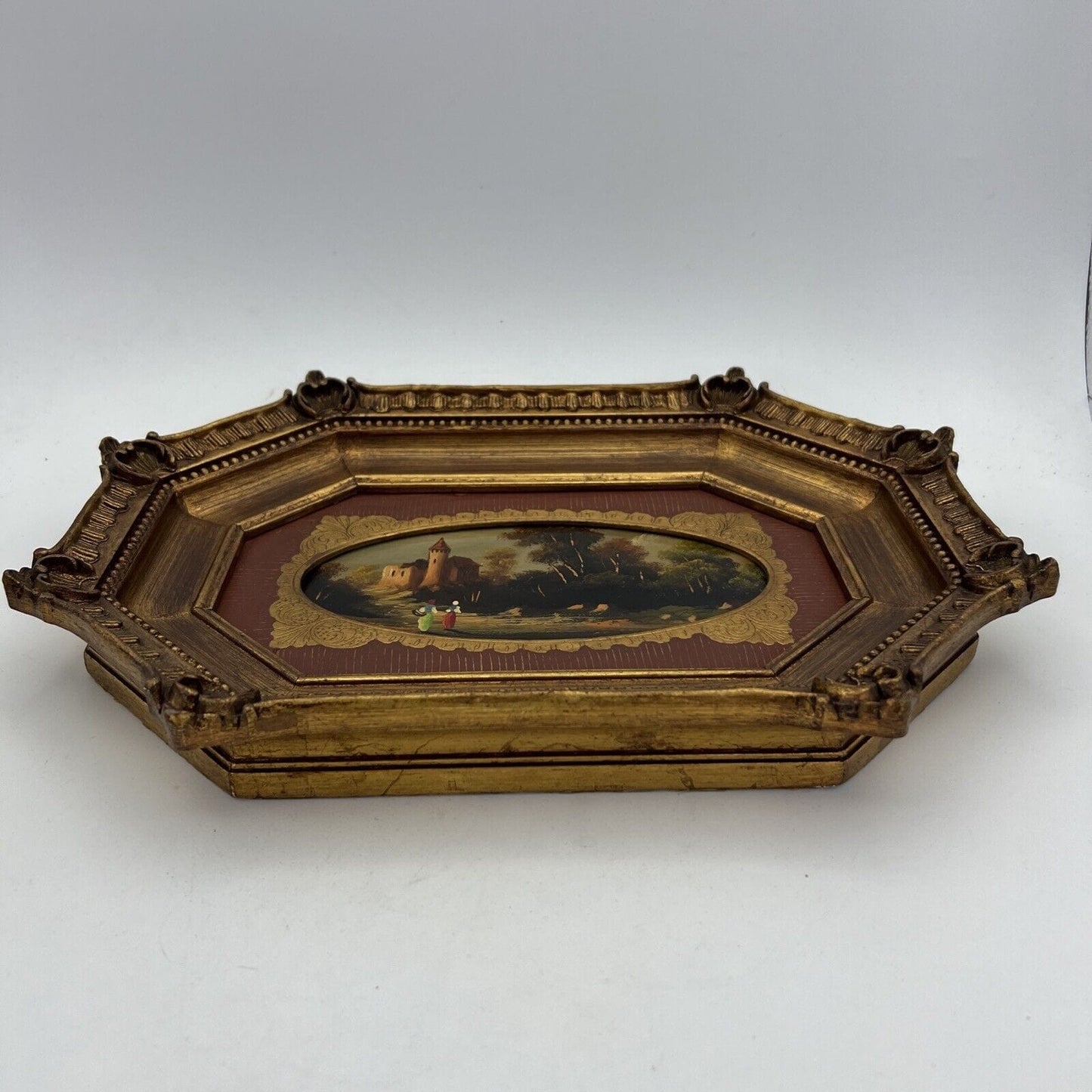 Quadro antico dipinto a olio su rame quadretto cornice oro stile barocco 900 Categoria Quadri