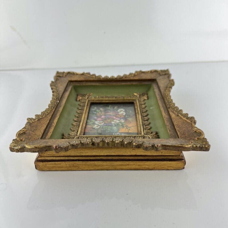 Quadro antico dipinto a olio su tavola quadretto cornice oro stile barocco 900 Categoria Quadri