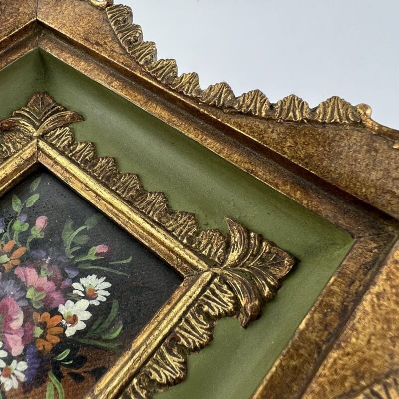 Quadro antico dipinto a olio su tavola quadretto cornice oro stile barocco 900 Categoria Quadri