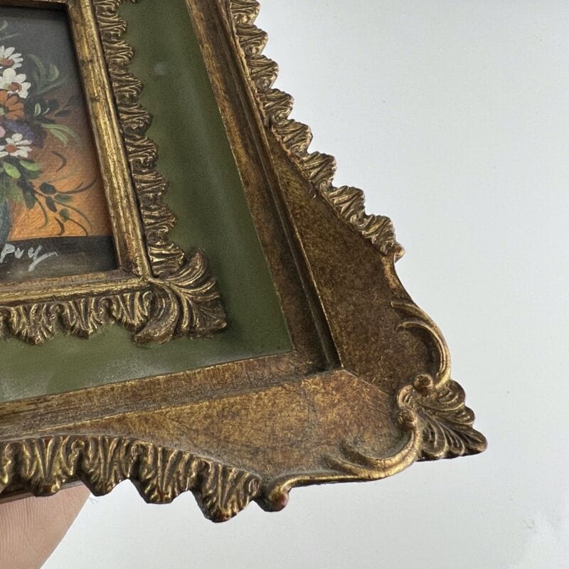 Quadro antico dipinto a olio su tavola quadretto cornice oro stile barocco 900 Categoria Quadri