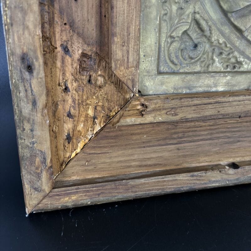 Quadro antico Madonna Addolorata bassorilievo in ottone bronzo con cornice 800 Categoria Quadri