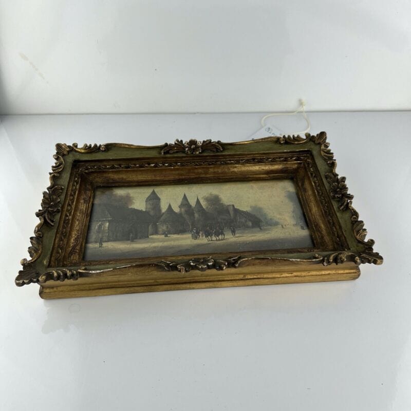Quadro antico olio su tela 800 dipinto Francese quadretto con cornice in legno Categoria Quadri
