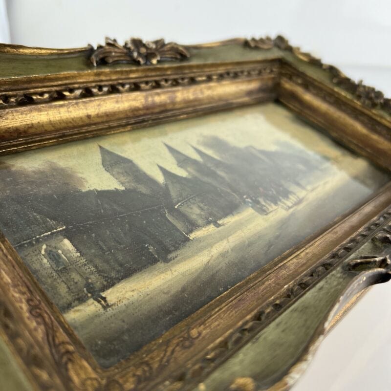Quadro antico olio su tela 800 dipinto Francese quadretto con cornice in legno Categoria Quadri