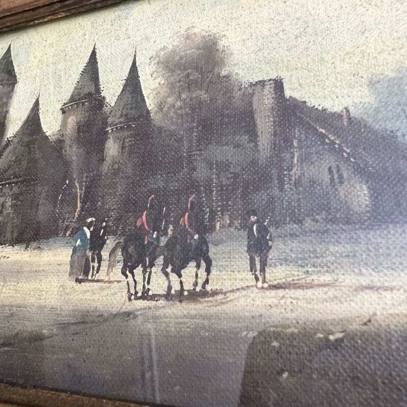 Quadro antico olio su tela 800 dipinto Francese quadretto con cornice in legno Categoria Quadri