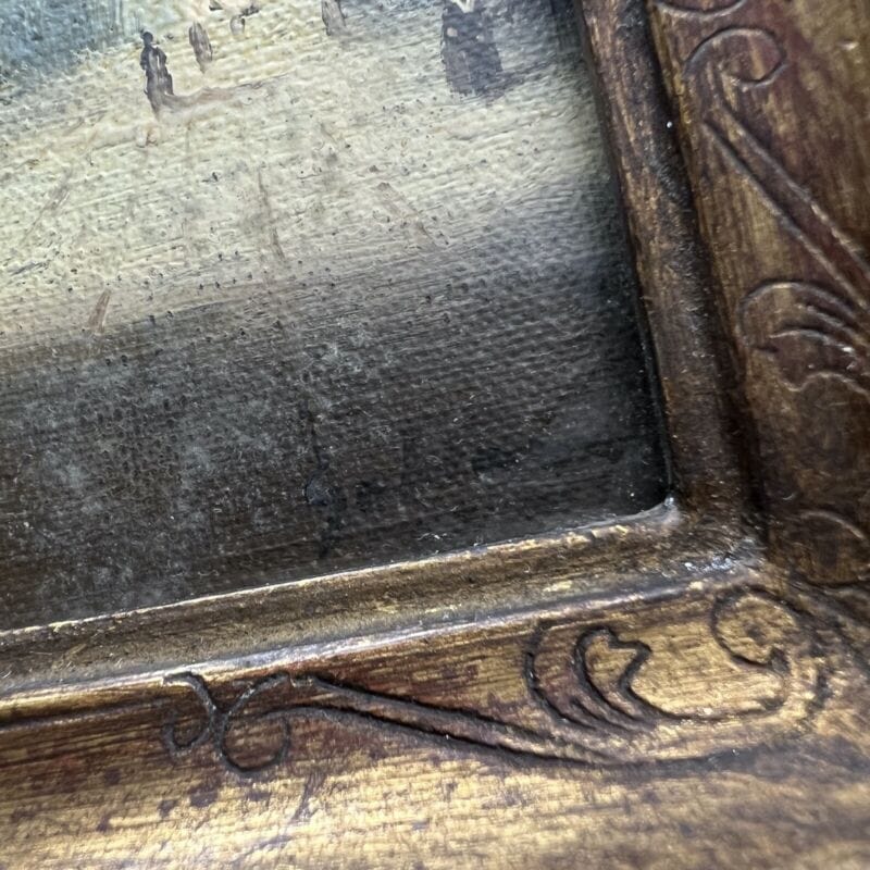 Quadro antico olio su tela 800 dipinto Francese quadretto con cornice in legno Categoria Quadri