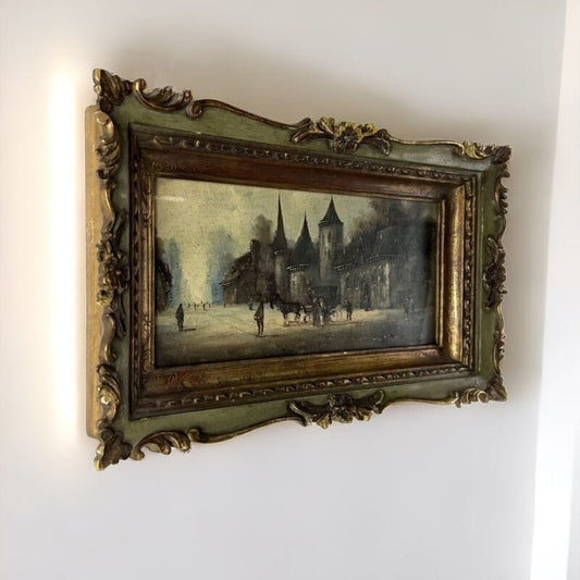 Quadro antico olio su tela 800 dipinto Francese quadretto con cornice in legno Y Categoria Quadri