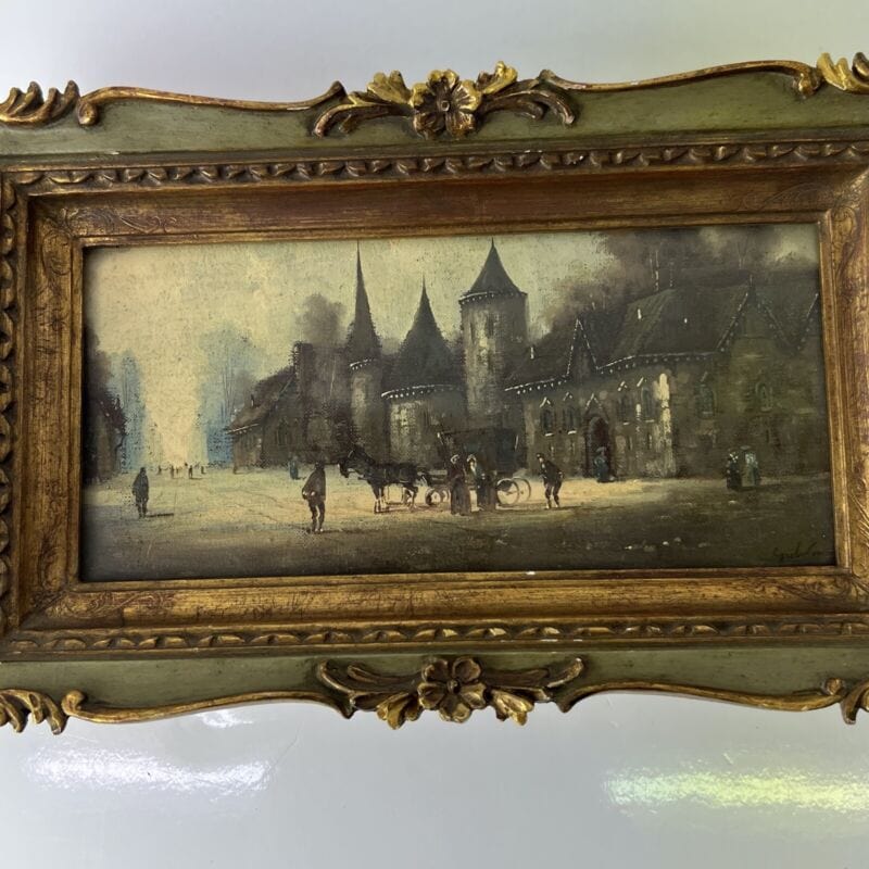 Quadro antico olio su tela 800 dipinto Francese quadretto con cornice in legno Y Categoria Quadri