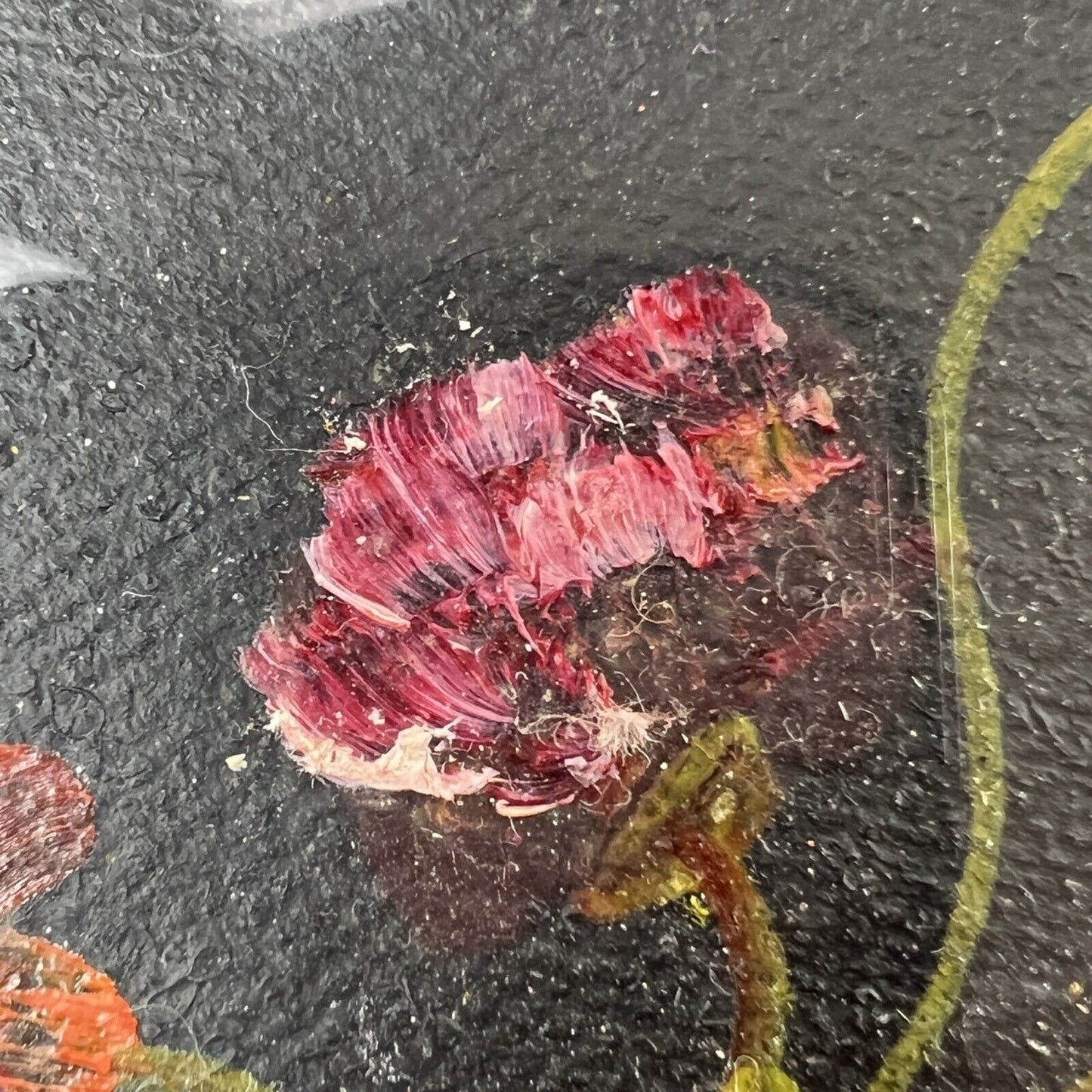 Quadro dipinto a olio firmato quadretto in miniatura ovale oro fiori antico Categoria Quadri