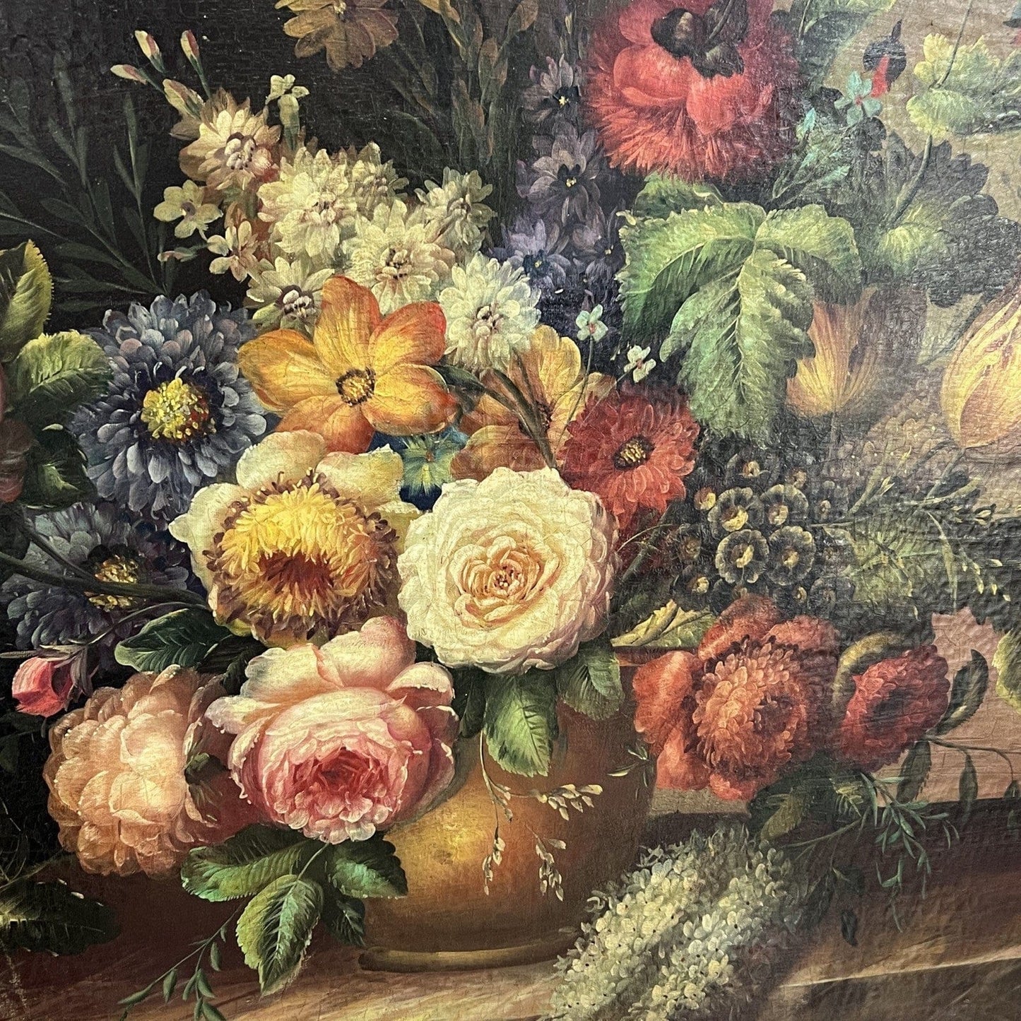 Quadro dipinto a olio su Tela 900 Stile Antico Natura Morta Fiori cornice oro Categoria Quadri