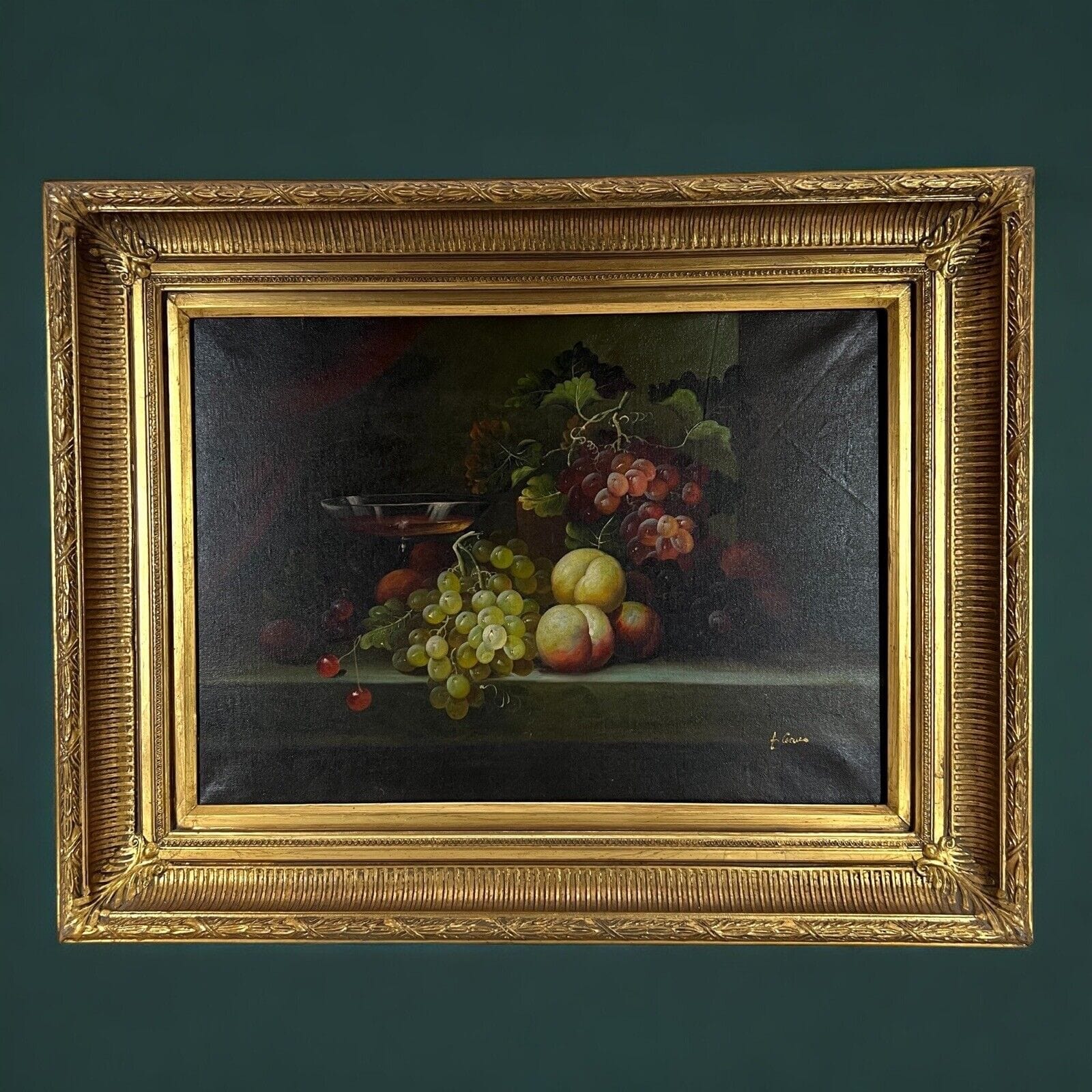 Quadro Artistico Con Cornice Barocca - Dipinto A Olio Stile Fiori E Uva, 70x90 Cm, Made In Italy - Foto 9