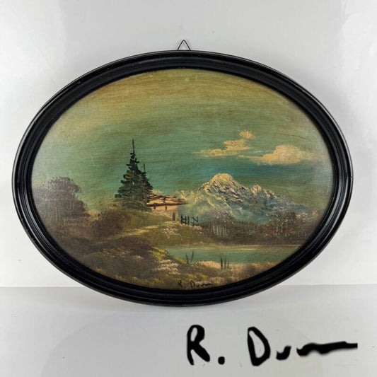 Quadro dipinto olio su tavola Stile Antico epoca 900 paesaggio con cornice legno Categoria  Quadri
