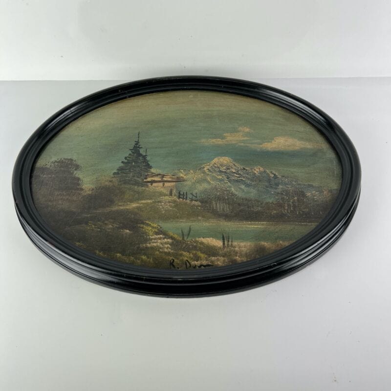 Quadro dipinto olio su tavola Stile Antico epoca 900 paesaggio con cornice legno Categoria Quadri