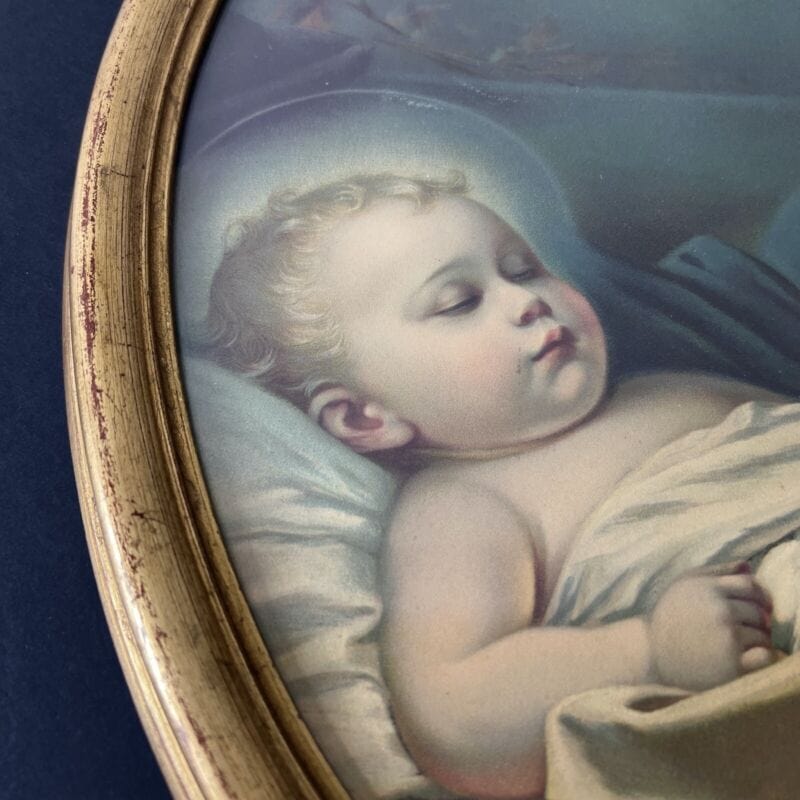 Quadro ovale Madonna con Bambino stampa religiosa sacra in legno Vergine Gesù Categoria Oggetti sacri - rosari