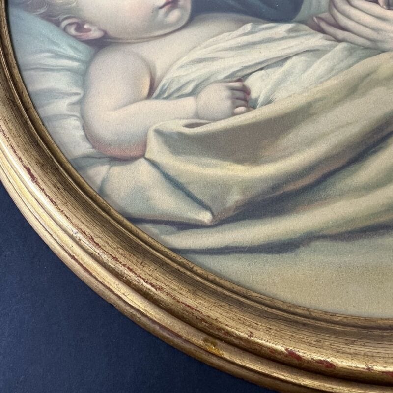 Quadro ovale Madonna con Bambino stampa religiosa sacra in legno Vergine Gesù Categoria Oggetti sacri - rosari