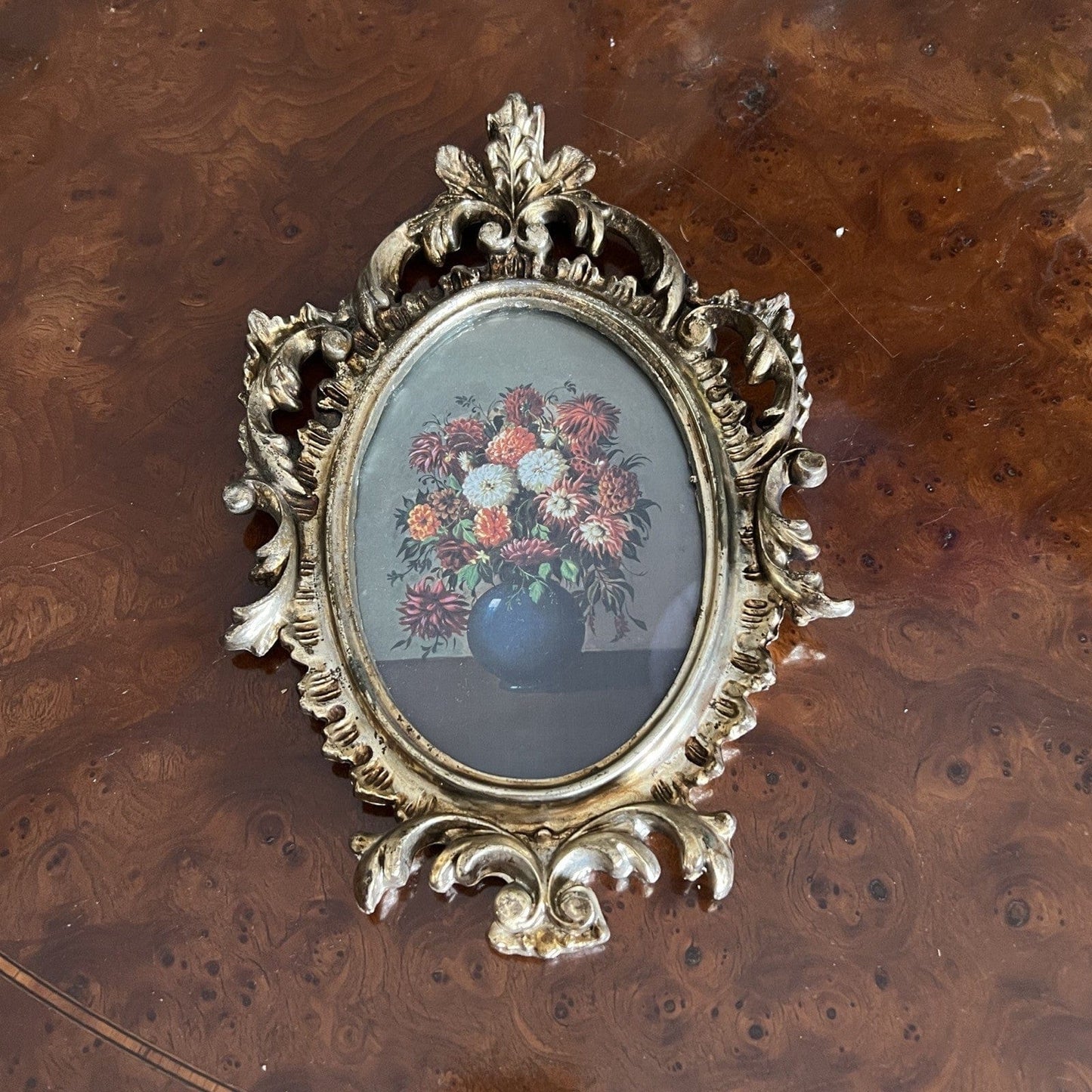 Quadro quadretto stampa fiori con cornice oro argento stile antico barocco 900 Categoria Quadri