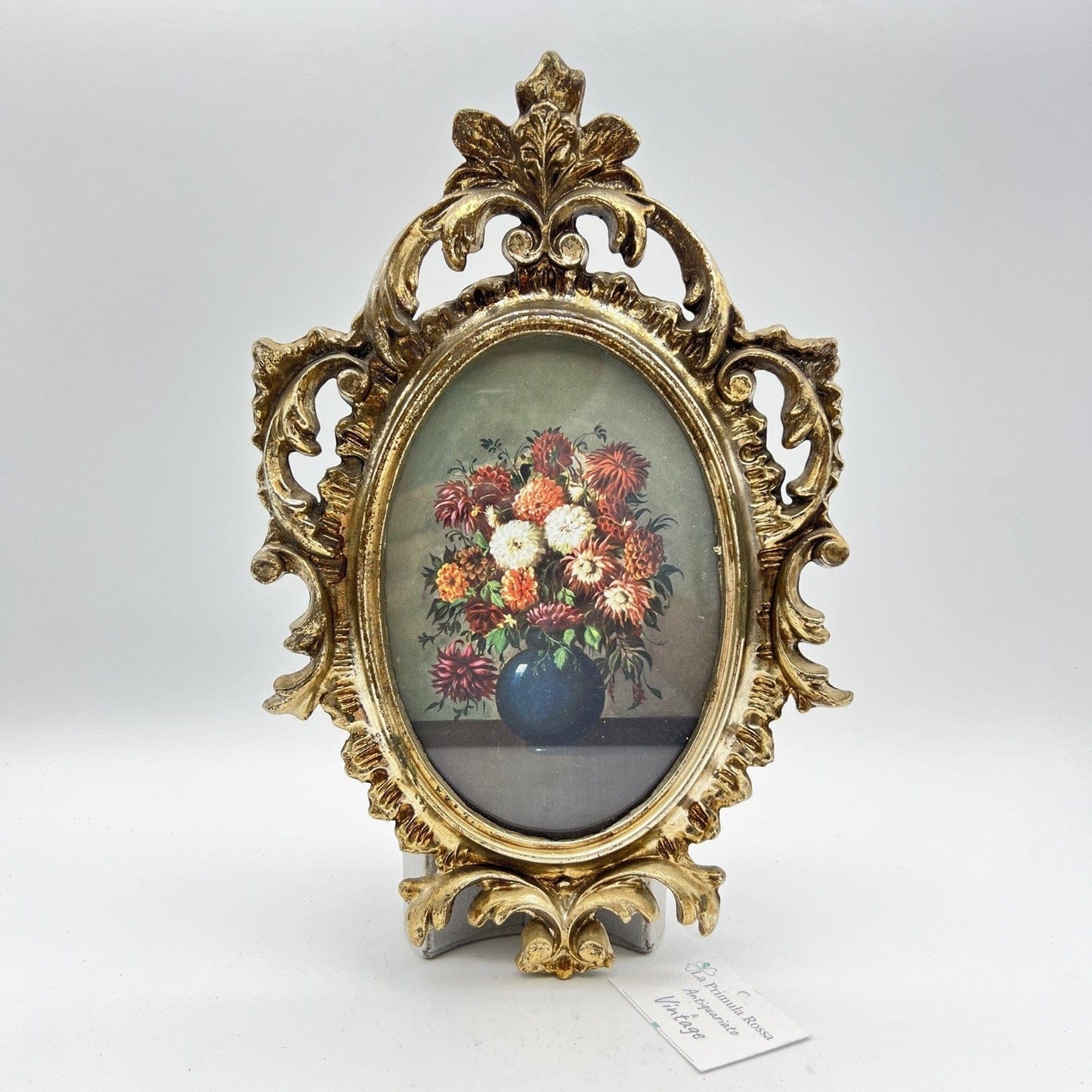 Quadro quadretto stampa fiori con cornice oro argento stile antico barocco 900 Categoria Quadri