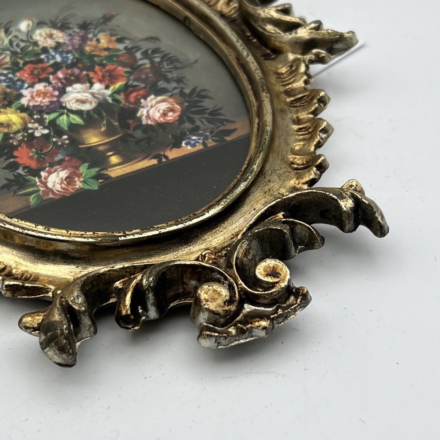 Quadro quadretto stampa vaso fiori con cornice oro argento stile antico barocco Categoria Quadri