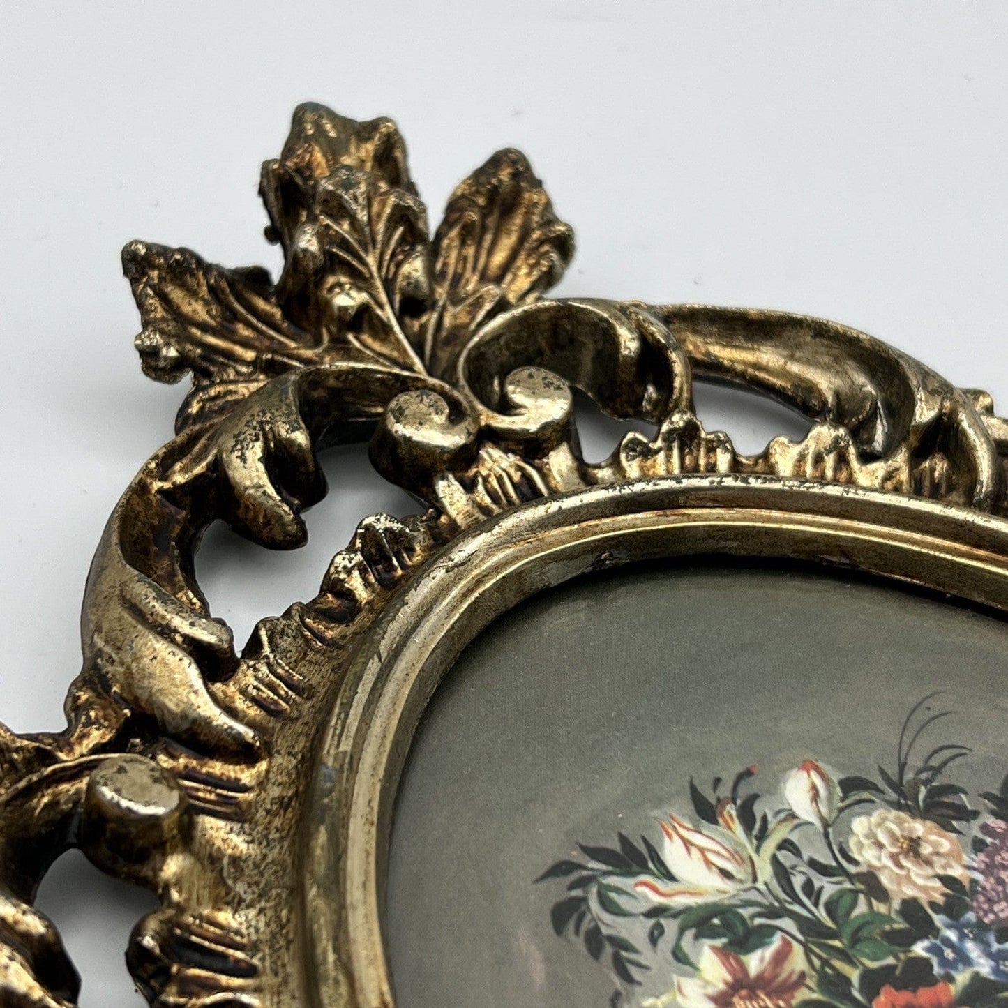 Quadro quadretto stampa vaso fiori con cornice oro argento stile antico barocco Categoria Quadri