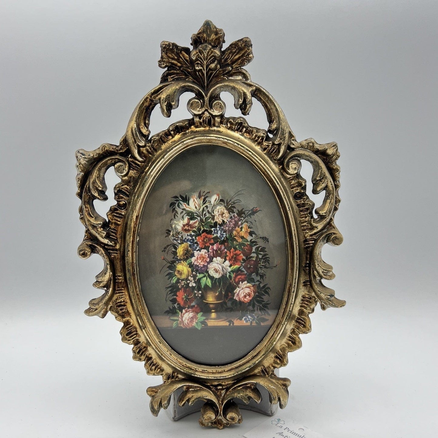 Quadro quadretto stampa vaso fiori con cornice oro argento stile antico barocco Categoria Quadri