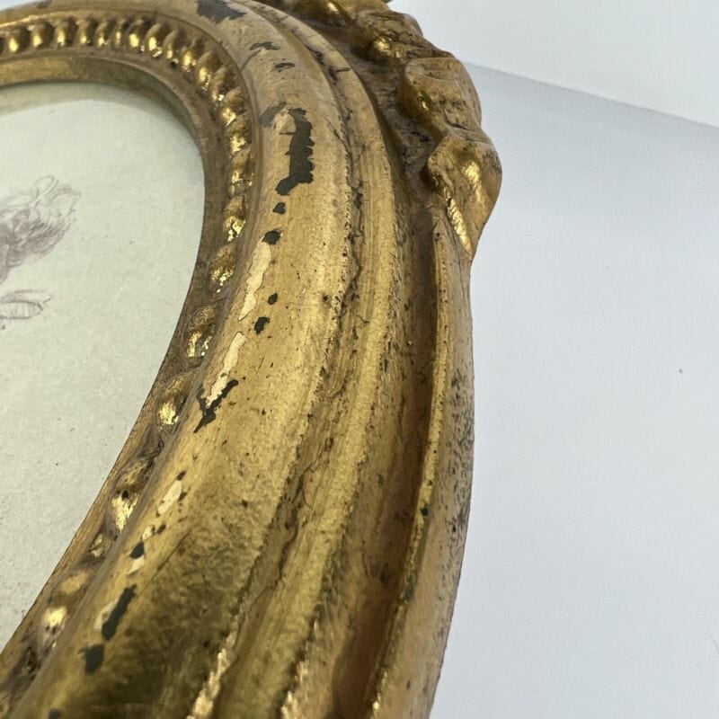 Quadro rotondo in Stile Antico cornice legno oro con fiocco Cherubini Bambini Categoria Quadri