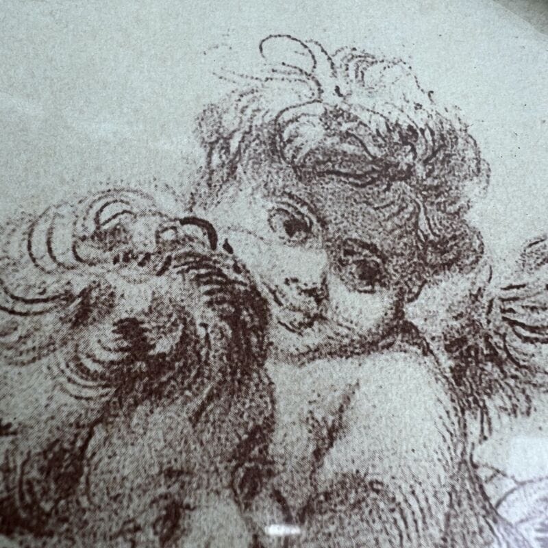 Quadro rotondo in Stile Antico cornice legno oro con fiocco Cherubini Bambini Categoria Quadri