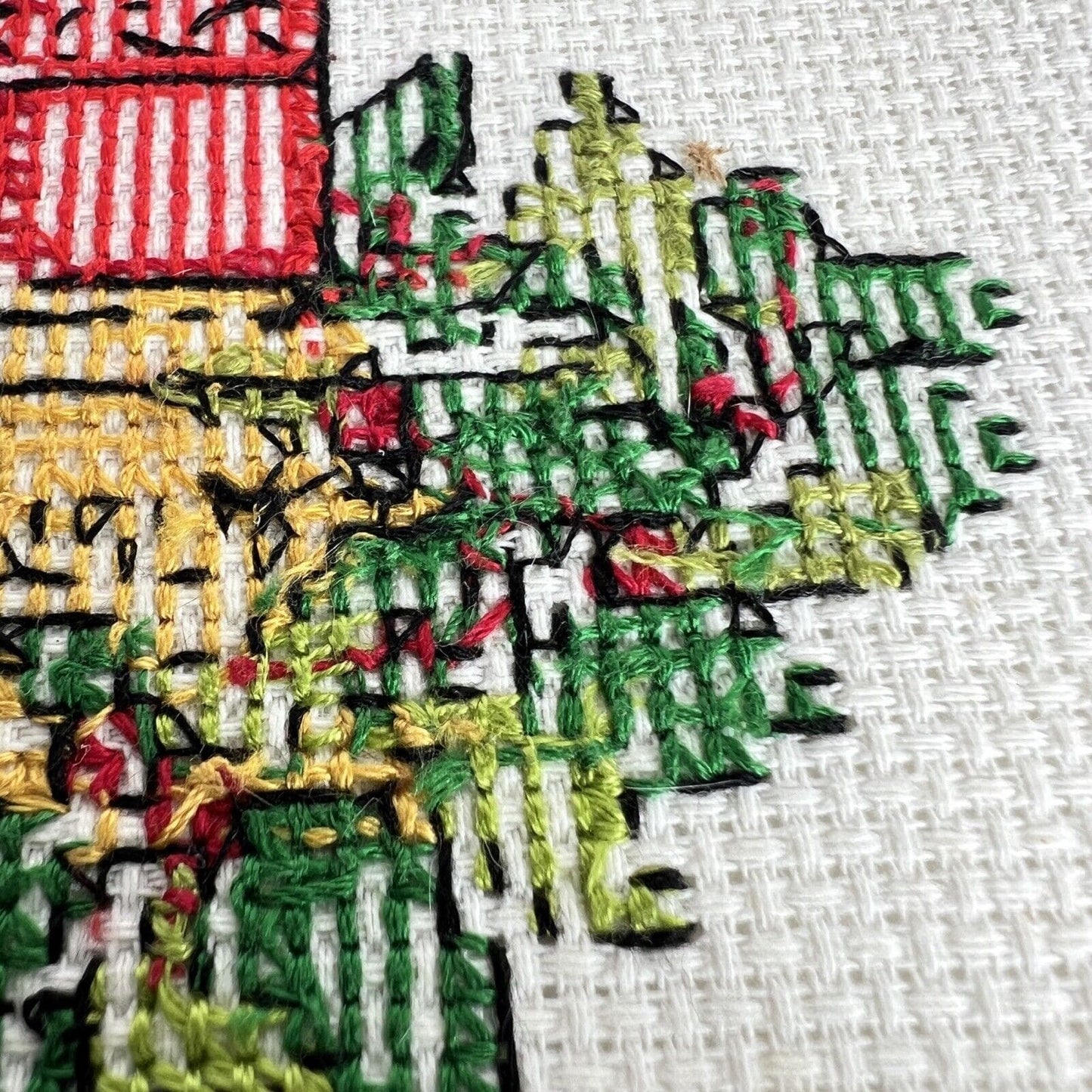 Ricamo Vintage Punto croce Natalizio Tela ricamata con Candela di Natale Categoria Corredo Pizzi e Tessuti