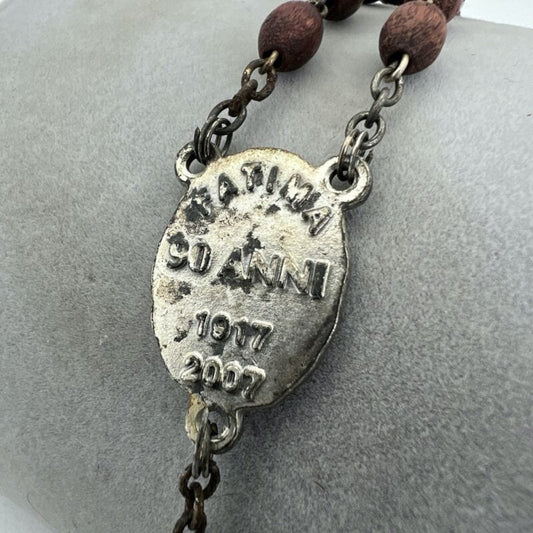 Rosario Madonna di Fatima  in legno vintage crocifisso collana cattolica Categoria  Oggetti sacri - rosari