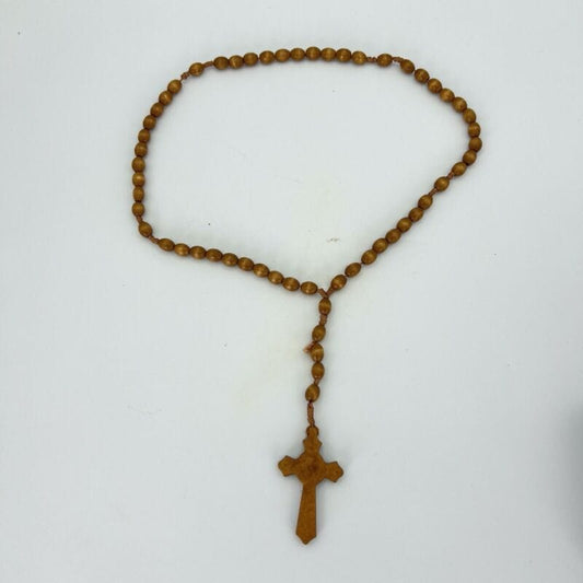 Rosario Madonna di Medjugorje in legno vintage Crocifisso Cattolico collana Categoria  Oggetti sacri - rosari