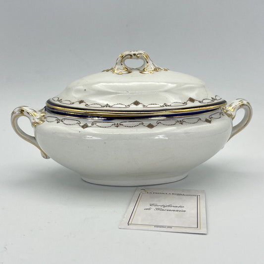 Salsiera antica inglese in ceramica con coperchio vecchia ciotola epoca 900 Categoria  Zuppiere