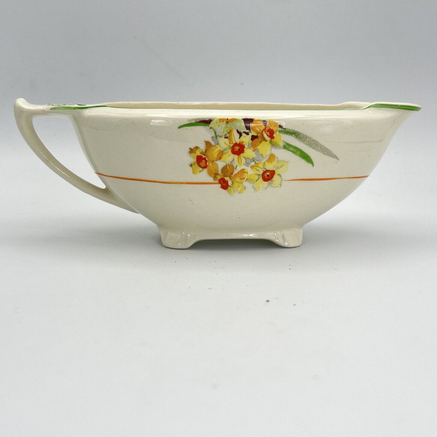 Salsiera ciotola antica inglese in ceramica d'epoca stile art Decò Narcisi '20 Categoria Zuppiere