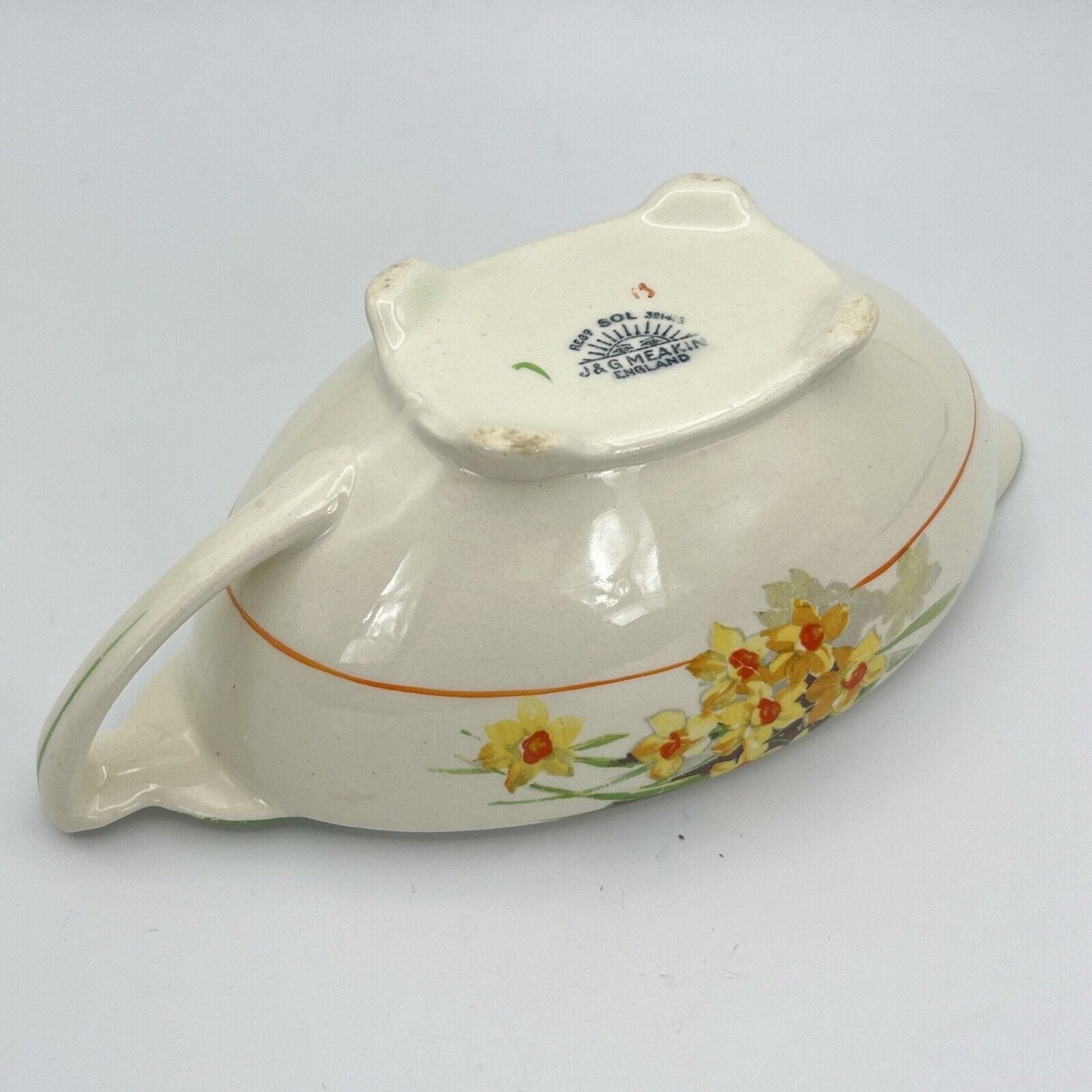 Salsiera ciotola antica inglese in ceramica d'epoca stile art Decò Narcisi '20 Categoria Zuppiere