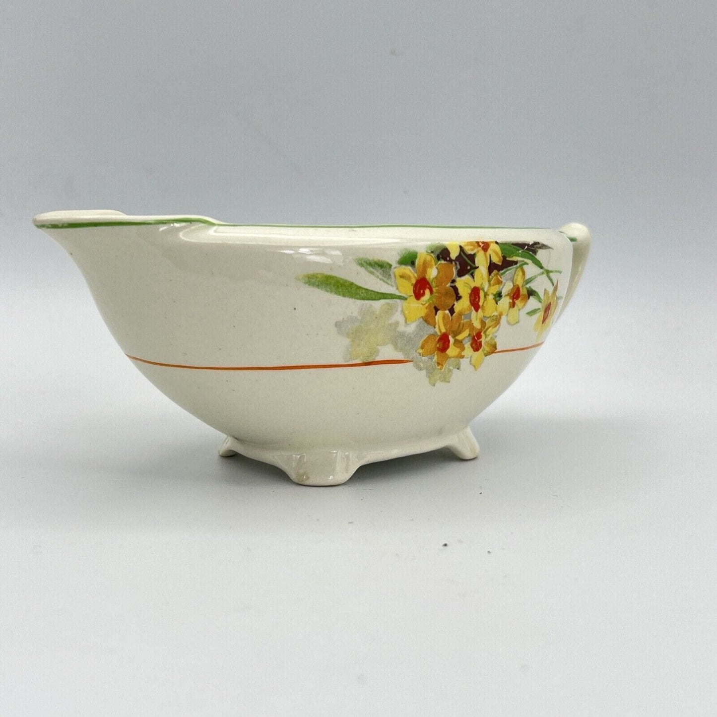 Salsiera ciotola antica inglese in ceramica d'epoca stile art Decò Narcisi '20 Categoria Zuppiere