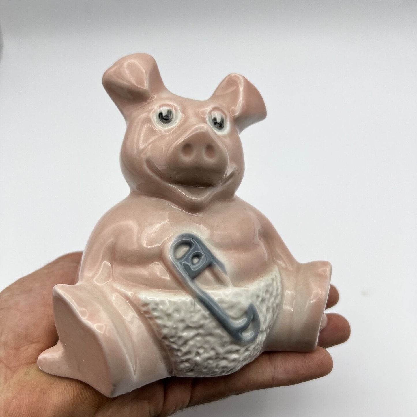 Salvadanaio Maialino Baby Inglese in Ceramica dipinta a mano anni 80 Vintage Categoria  Altro