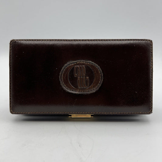 Scatola antica in pelle marrone da scrivania scatolina porta oggetti penne '70 Categoria  Vari