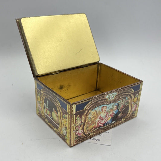 Scatola in latta vintage da collezione cofanetto Inglese Stile antico '700 Categoria  Pubblicità vintage