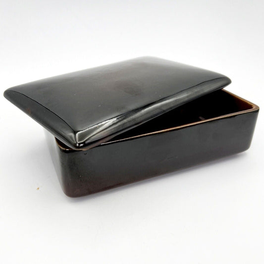 Scatola Porta oggetti stile antica in ceramica marrone invetriata da scrivania Categoria  Altro