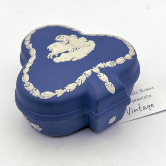 Scatola Portagioie in porcellana scatolina Wedgwood Celeste Vintage trifoglio Categoria  Vasi e Portafiori