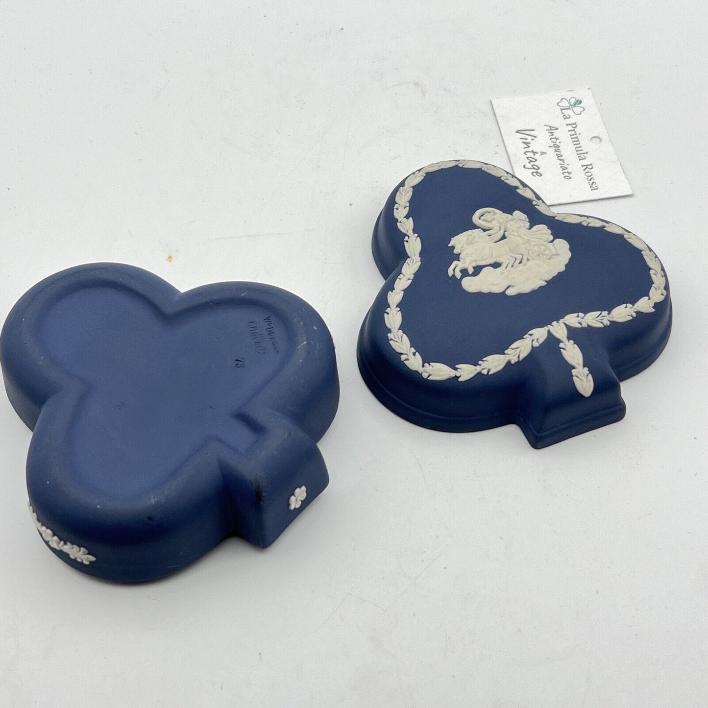 Scatola Portagioie in porcellana scatolina Wedgwood Celeste Vintage trifoglio Categoria Vasi e Portafiori
