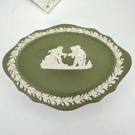 Scatola Portagioie in porcellana scatolina Wedgwood Verde Vintage Putti Angeli Categoria  Vasi e Portafiori
