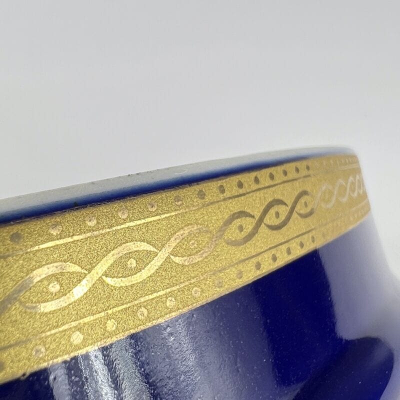Scatola Portagioie vintage in porcellana limoges blu cobalto e oro cofanetto Categoria Ceramiche e Porcellane